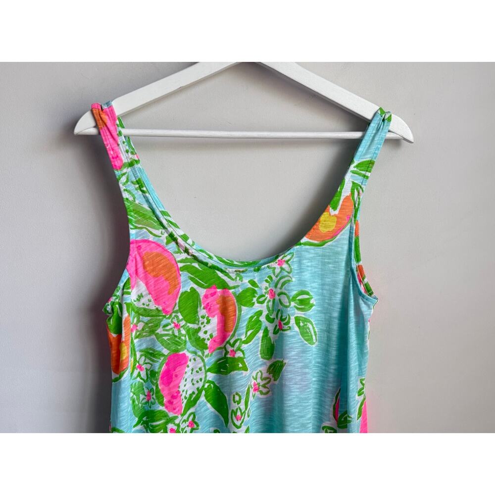Lilly Pulitzer Carmel Pool Sleeveless Scoop Neck Tank Dress Blue Pink Lemonade M - Picture 3 of 7